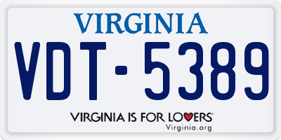 VA license plate VDT5389