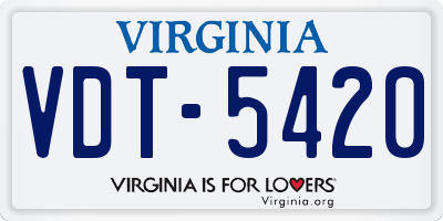 VA license plate VDT5420