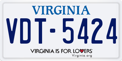 VA license plate VDT5424