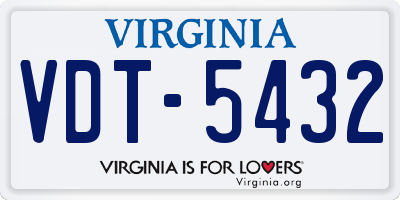 VA license plate VDT5432
