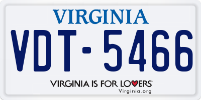 VA license plate VDT5466