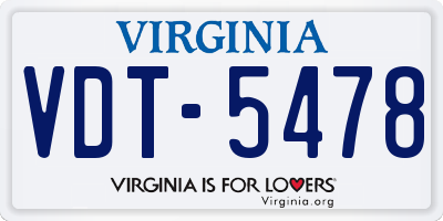 VA license plate VDT5478