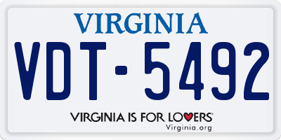 VA license plate VDT5492