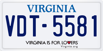 VA license plate VDT5581