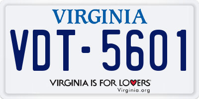 VA license plate VDT5601