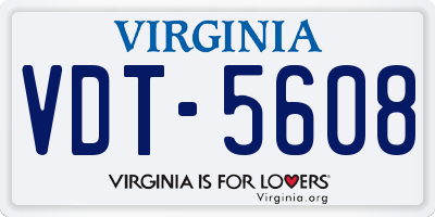 VA license plate VDT5608