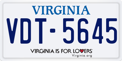 VA license plate VDT5645