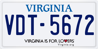 VA license plate VDT5672