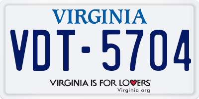 VA license plate VDT5704