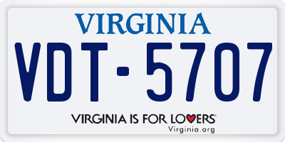 VA license plate VDT5707