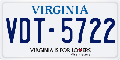 VA license plate VDT5722