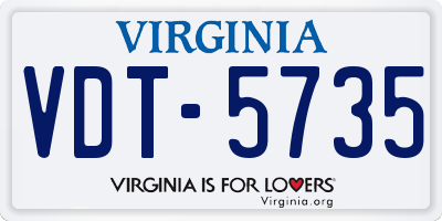 VA license plate VDT5735