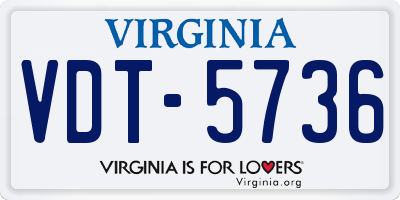 VA license plate VDT5736