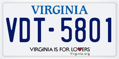 VA license plate VDT5801