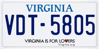 VA license plate VDT5805