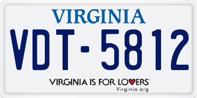 VA license plate VDT5812