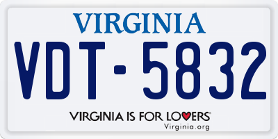 VA license plate VDT5832