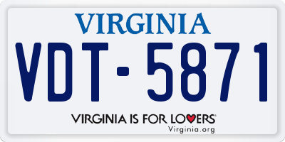 VA license plate VDT5871