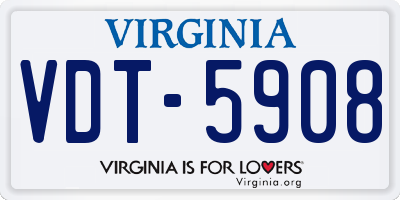 VA license plate VDT5908