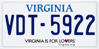 VA license plate VDT5922