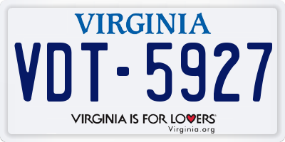 VA license plate VDT5927