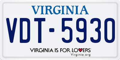 VA license plate VDT5930