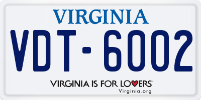 VA license plate VDT6002