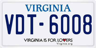 VA license plate VDT6008