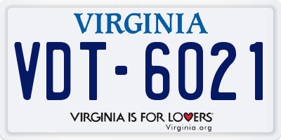 VA license plate VDT6021