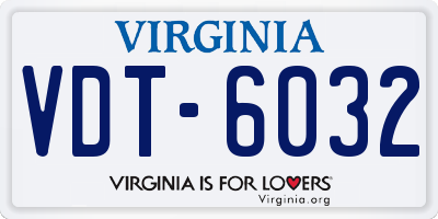 VA license plate VDT6032