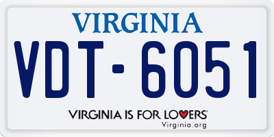 VA license plate VDT6051