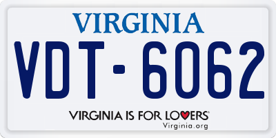 VA license plate VDT6062