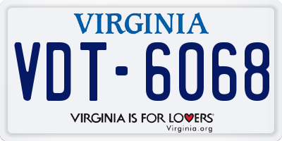 VA license plate VDT6068