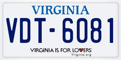 VA license plate VDT6081
