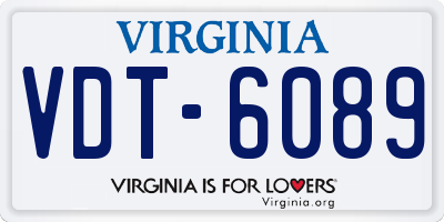 VA license plate VDT6089