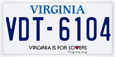 VA license plate VDT6104