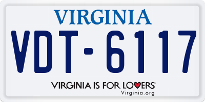 VA license plate VDT6117
