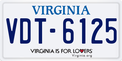 VA license plate VDT6125
