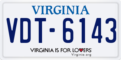VA license plate VDT6143