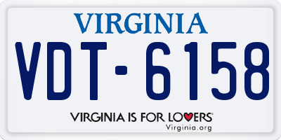 VA license plate VDT6158