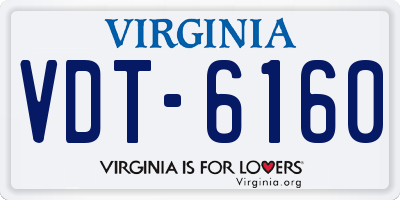 VA license plate VDT6160