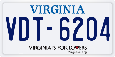 VA license plate VDT6204