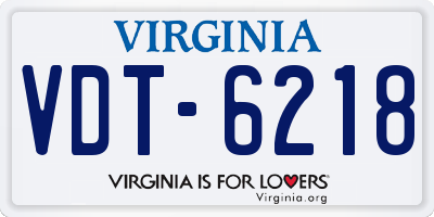 VA license plate VDT6218