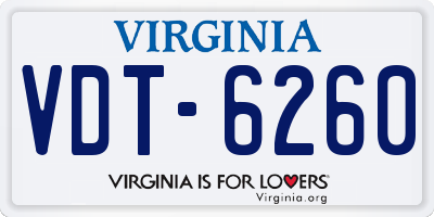 VA license plate VDT6260