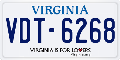 VA license plate VDT6268