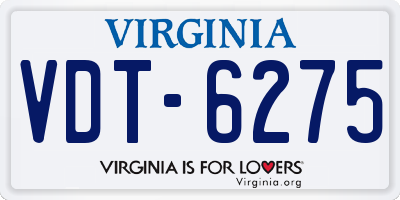 VA license plate VDT6275