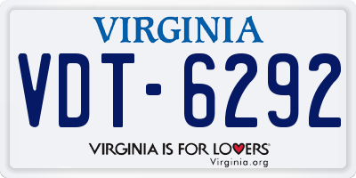 VA license plate VDT6292