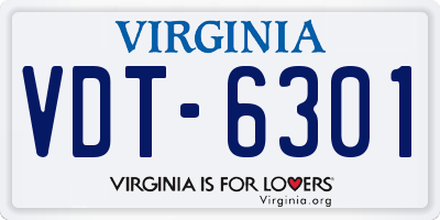 VA license plate VDT6301