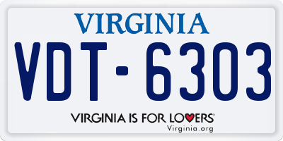 VA license plate VDT6303
