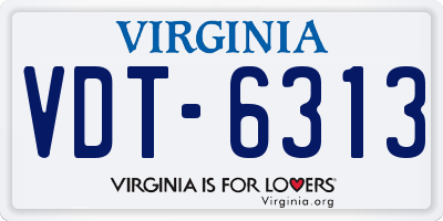 VA license plate VDT6313